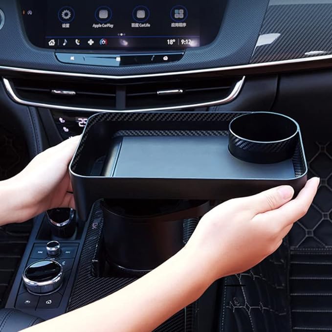 Car Cup Holder Expander Adapter (Adjustable) - Multifunctional Car Dining Plate 360 Degree Rotating Cup Position Rack for Car Cup Holder Car Dining Plate