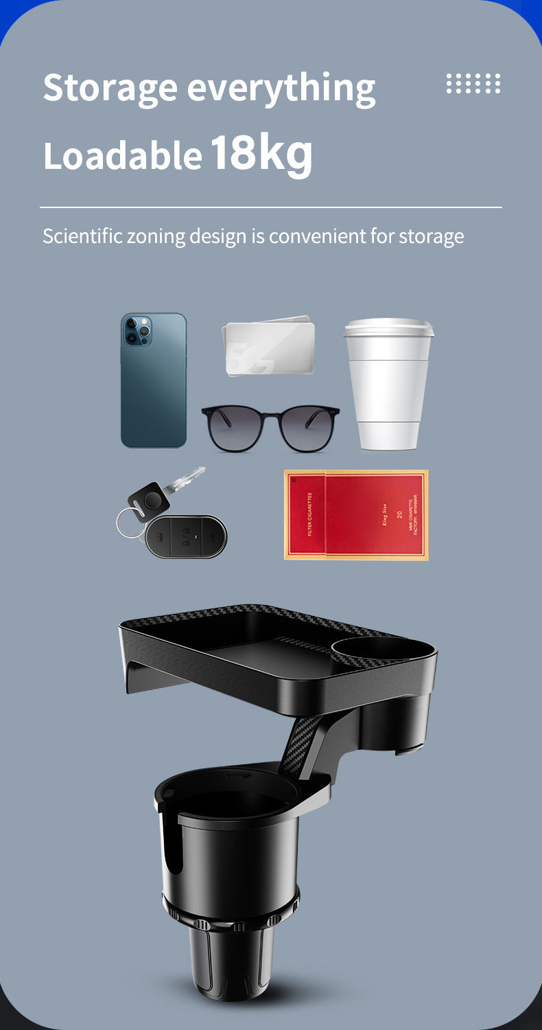 Car Cup Holder Expander Adapter (Adjustable) - Multifunctional Car Dining Plate 360 Degree Rotating Cup Position Rack for Car Cup Holder Car Dining Plate