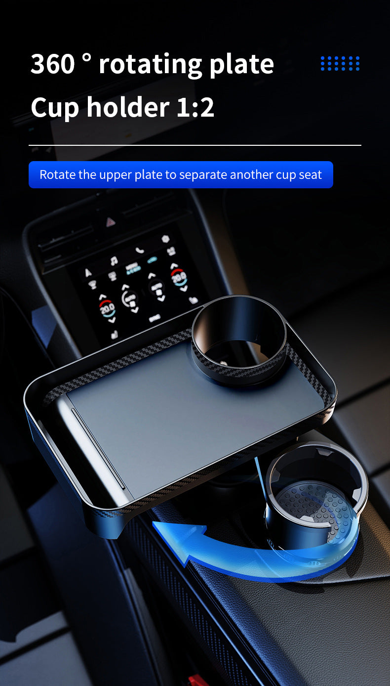 Car Cup Holder Expander Adapter (Adjustable) - Multifunctional Car Dining Plate 360 Degree Rotating Cup Position Rack for Car Cup Holder Car Dining Plate