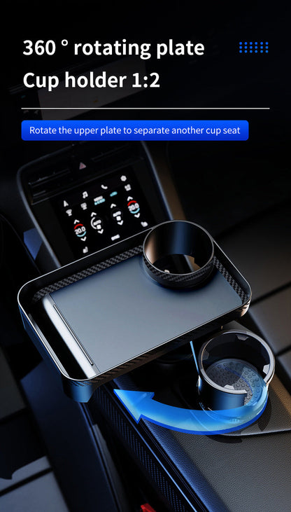 Car Cup Holder Expander Adapter (Adjustable) - Multifunctional Car Dining Plate 360 Degree Rotating Cup Position Rack for Car Cup Holder Car Dining Plate