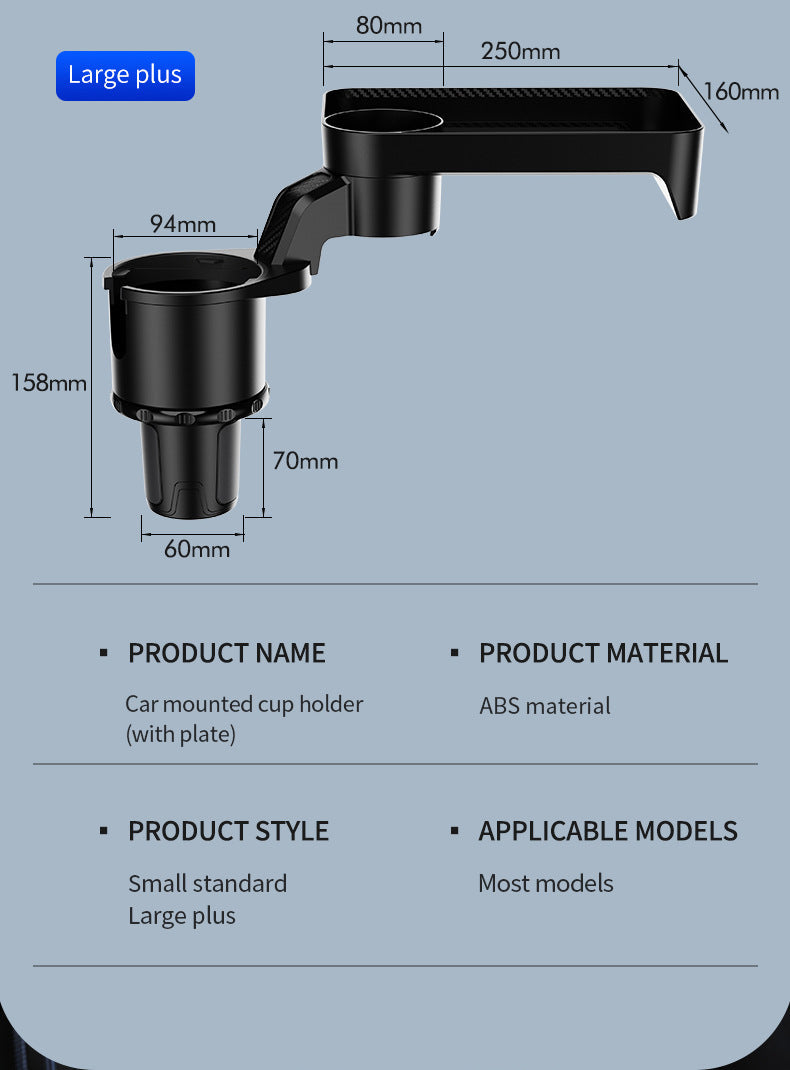 Car Cup Holder Expander Adapter (Adjustable) - Multifunctional Car Dining Plate 360 Degree Rotating Cup Position Rack for Car Cup Holder Car Dining Plate
