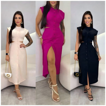 ✨ Women’s Cap Sleeve Split Dress | Flattering Fit