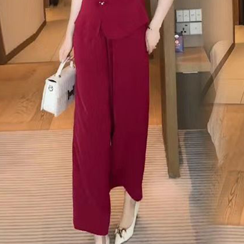 💖V-Neck Short Sleeve Top & Matching Wide-Leg Pants 2-Piece Set for Women