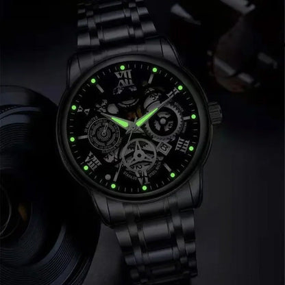 Men's Waterproof Roman Skeleton Automatic Mechanical Watch