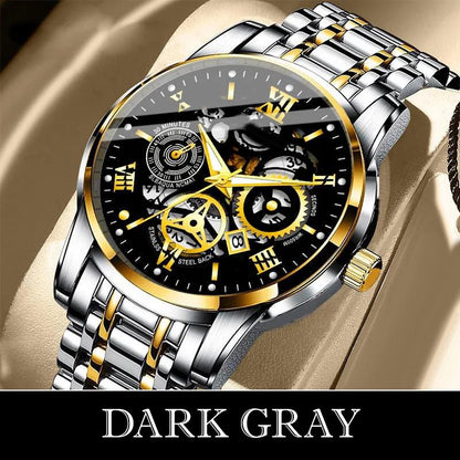 Men's Waterproof Roman Skeleton Automatic Mechanical Watch