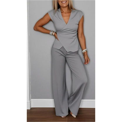 💋Women's Elegant V-Neck Top & Pants Set
