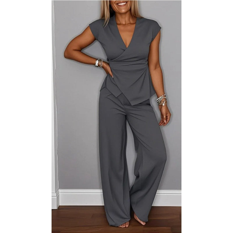 💋Women's Elegant V-Neck Top & Pants Set