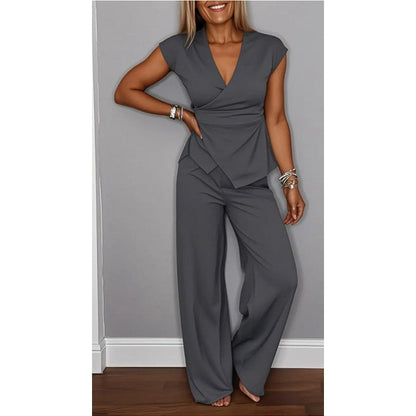 💋Women's Elegant V-Neck Top & Pants Set
