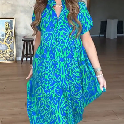 ⏰Time-limited Special💃Women's Casual Print A-Line Long Dress