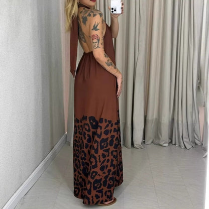 Women's Printed Halter Neck Maxi Dress
