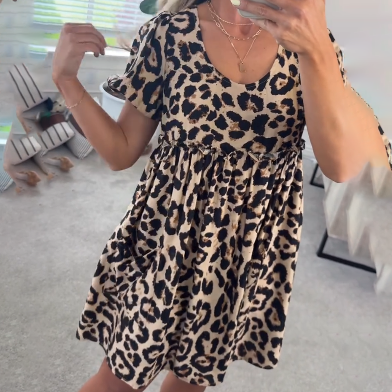 ⏳Time-limited Special⏰Women's Casual Leopard Print Mini Dress👗
