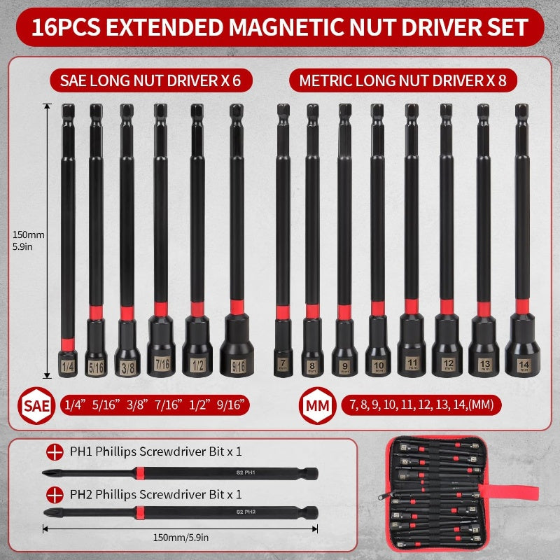 16-Piece Magnetic Nut Driver Set