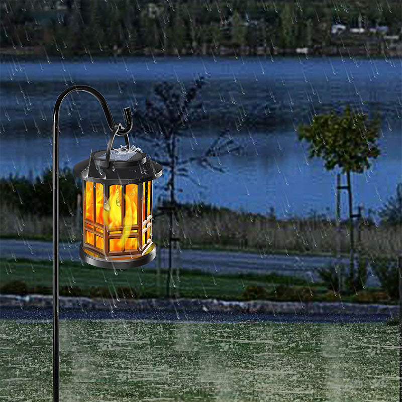 Waterproof outdoor solar flame lantern