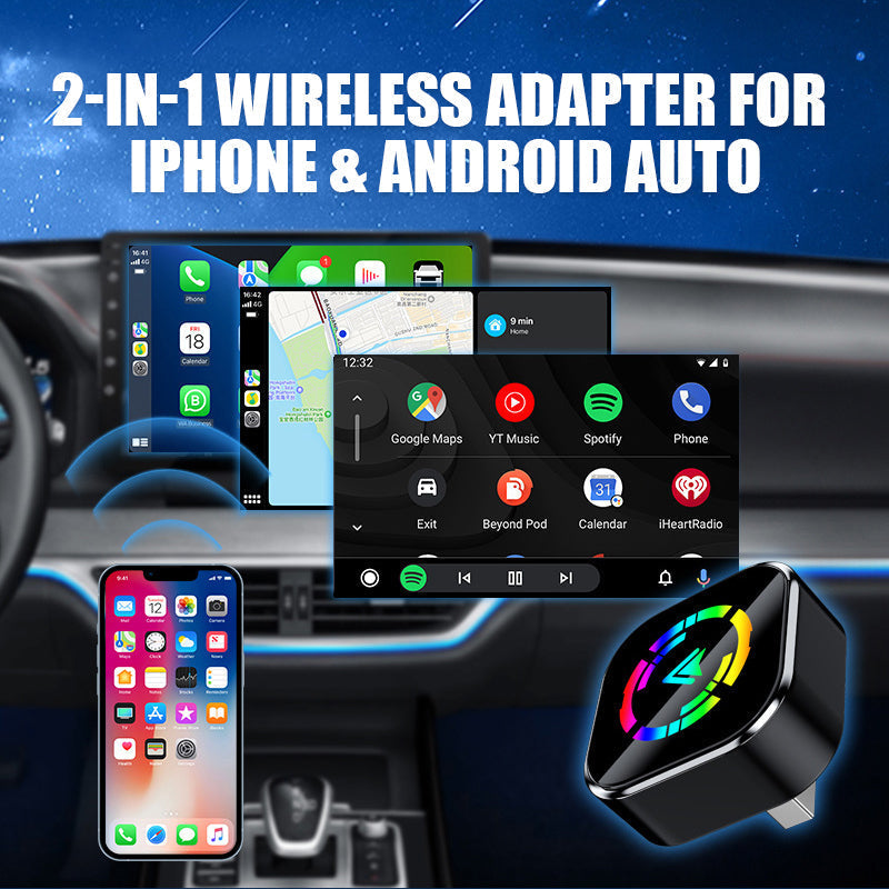 2-in-1 Draadloze Adapter voor iPhone & Android Auto
