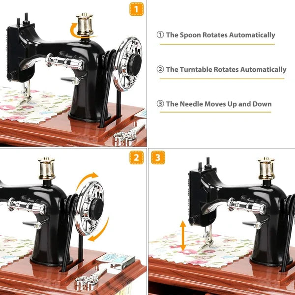 🪗Time Limit Sale 50% OFF - Wood Mini Sewing Machine Music Box