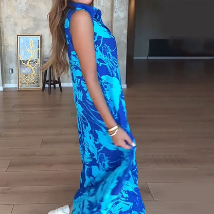 👗Women’s Fashion Print Sleeveless Maxi Dress | Island/Sunset is amazing! Printed maxi dress 🌅