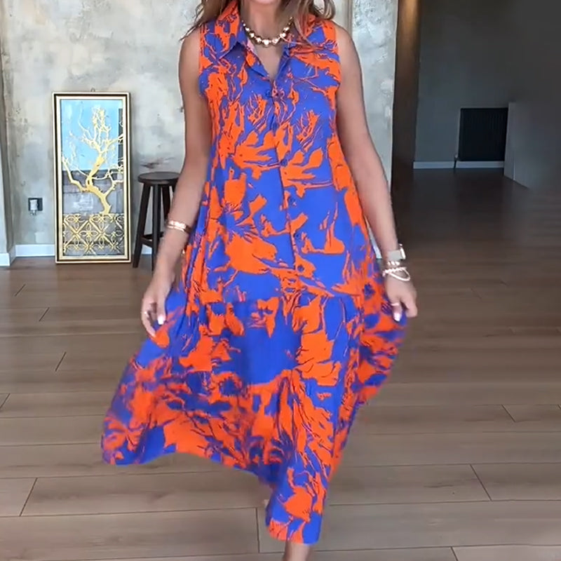 👗Women’s Fashion Print Sleeveless Maxi Dress | Island/Sunset is amazing! Printed maxi dress 🌅