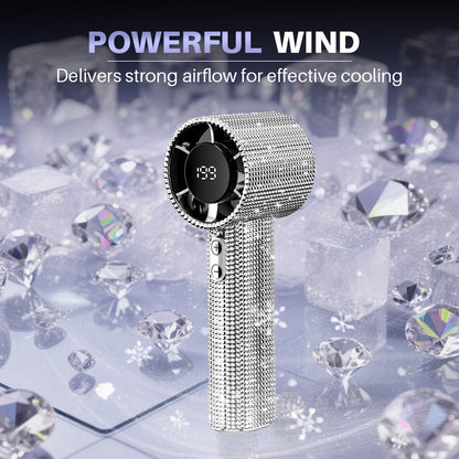 Hand fan with shiny rhinestones and high speed