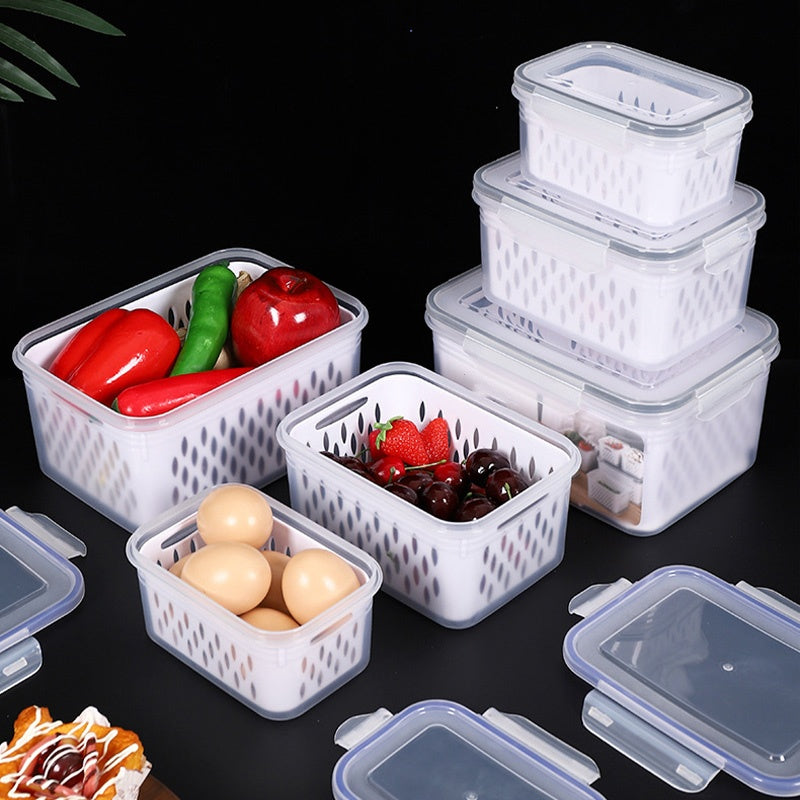 3PCS Fruit Storage Container Set for Fridge with Removable Colander