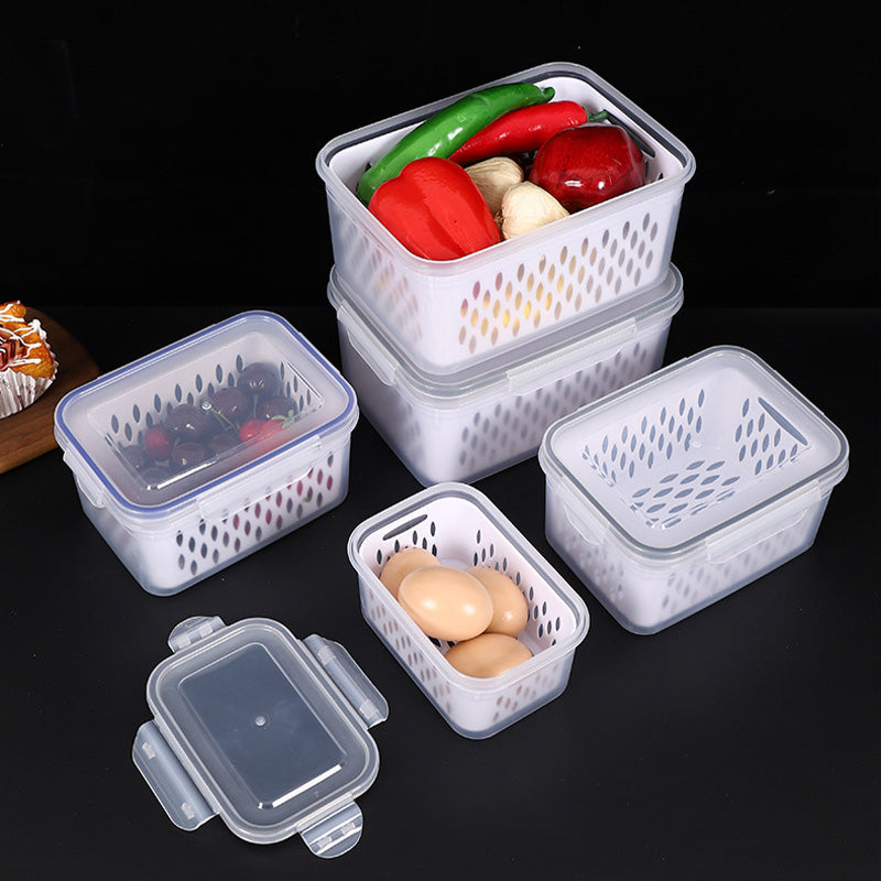 3PCS Fruit Storage Container Set for Fridge with Removable Colander