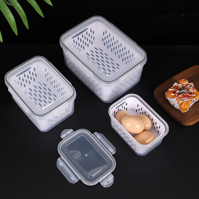 3PCS Fruit Storage Container Set for Fridge with Removable Colander