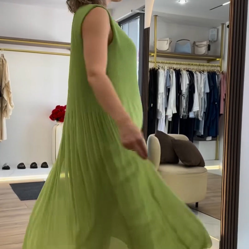 💃🏻Women's Fashion Chiffon Sleeveless Pleated Dress