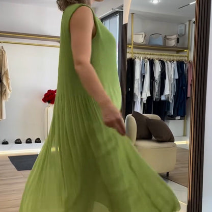 💃🏻Women's Fashion Chiffon Sleeveless Pleated Dress