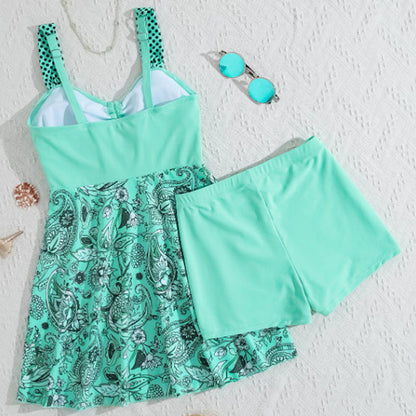 Strap Top & Fitted Swim Shorts Separable Swimsuit 