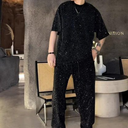 Men’s Short Sleeve Top & Wide Leg Pants 2-Piece Set
