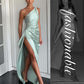 💜 LAST DAY PROMOTION 50%OFF 💜Fits Your Curves Satin One Shoulder Drape Slit Maxi Dress
