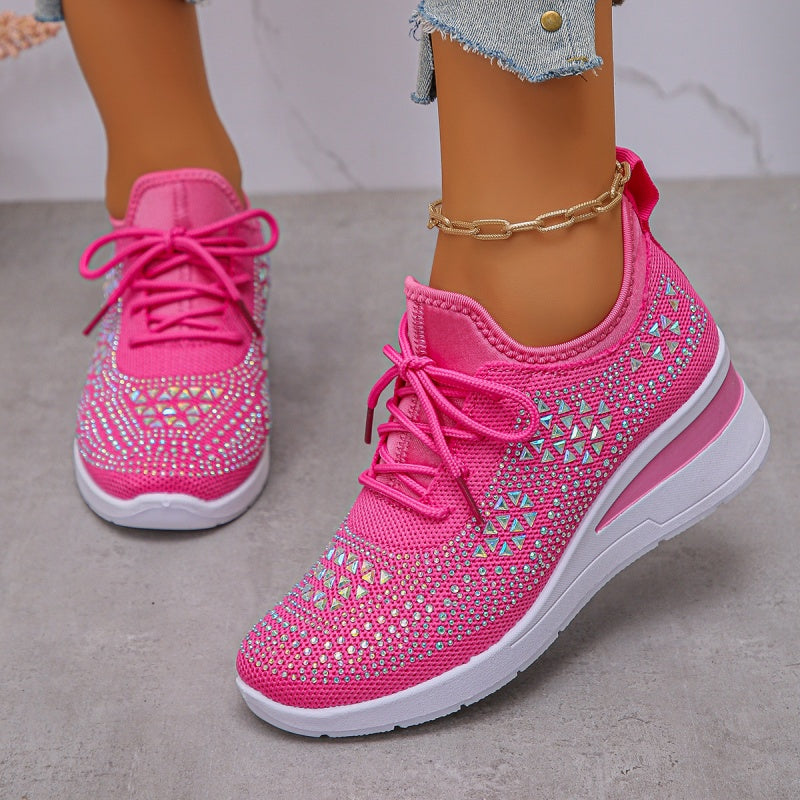 Rhinestones-Embellished Breathable Mesh Sneakers（50% OFF）