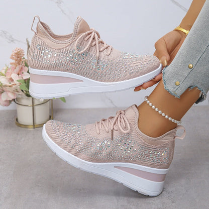 Rhinestones-Embellished Breathable Mesh Sneakers（50% OFF）