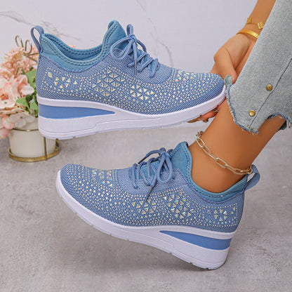 Rhinestones-Embellished Breathable Mesh Sneakers（50% OFF）