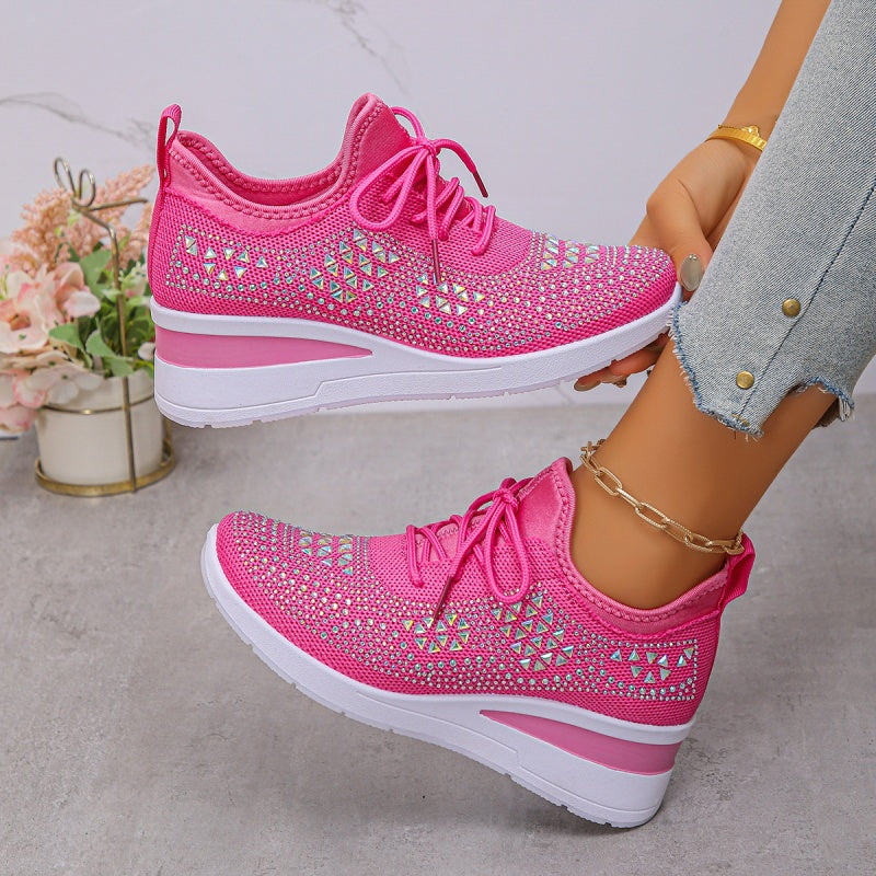 Rhinestones-Embellished Breathable Mesh Sneakers（50% OFF）