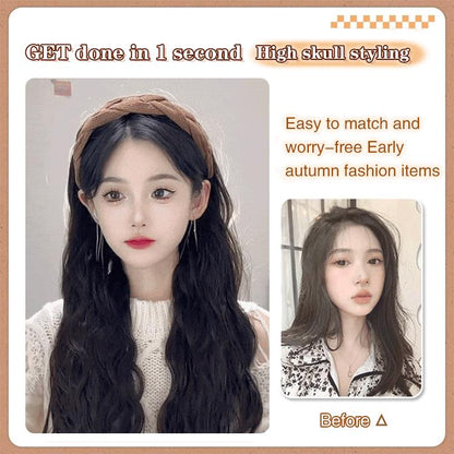 High Cranial Hairstyle Headband Wig