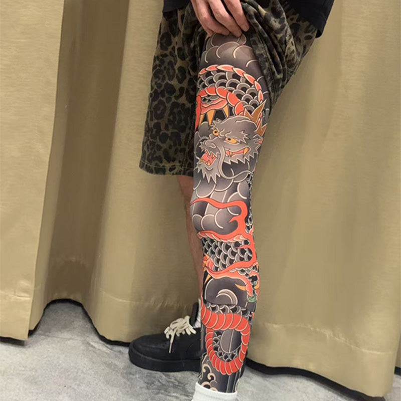 Stretchy Tattoo-Print Leg Sleeve