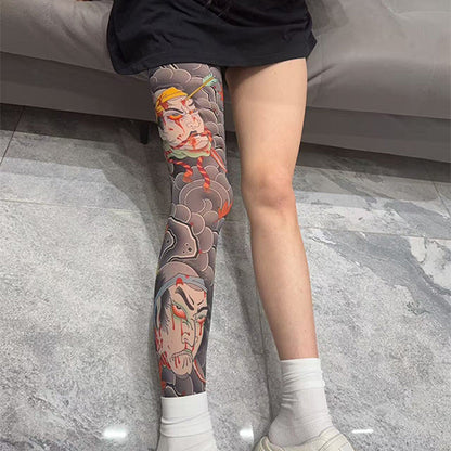 Stretchy Tattoo-Print Leg Sleeve