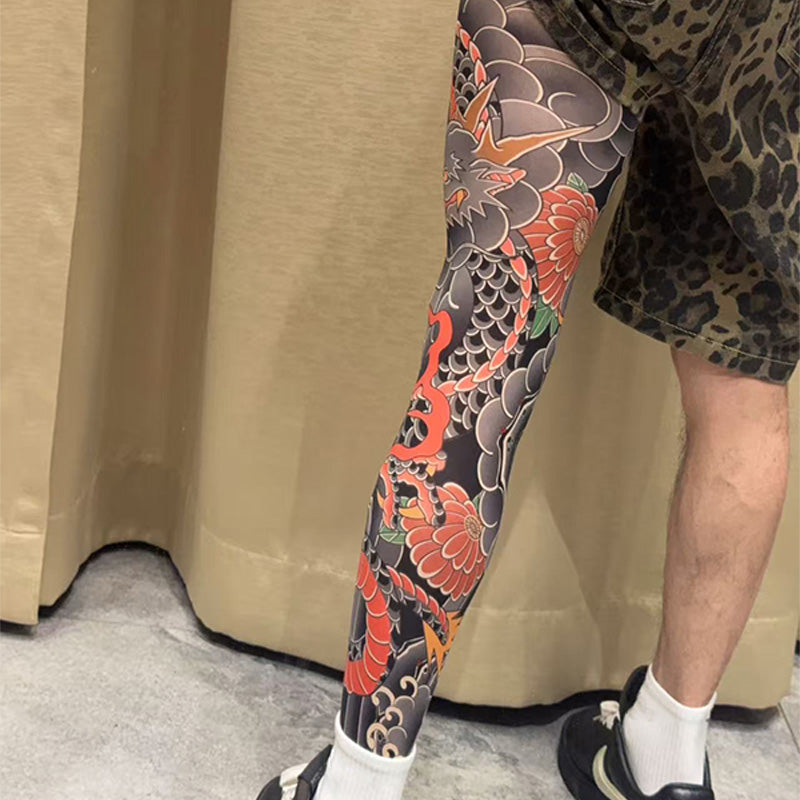 Stretchy Tattoo-Print Leg Sleeve