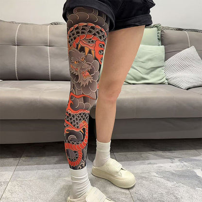 Stretchy Tattoo-Print Leg Sleeve