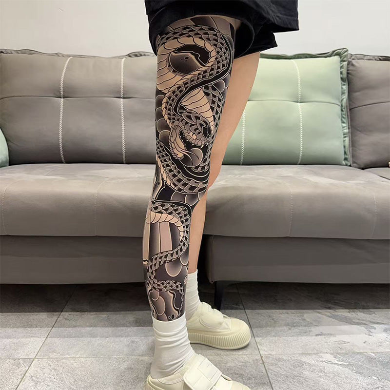 Stretchy Tattoo-Print Leg Sleeve
