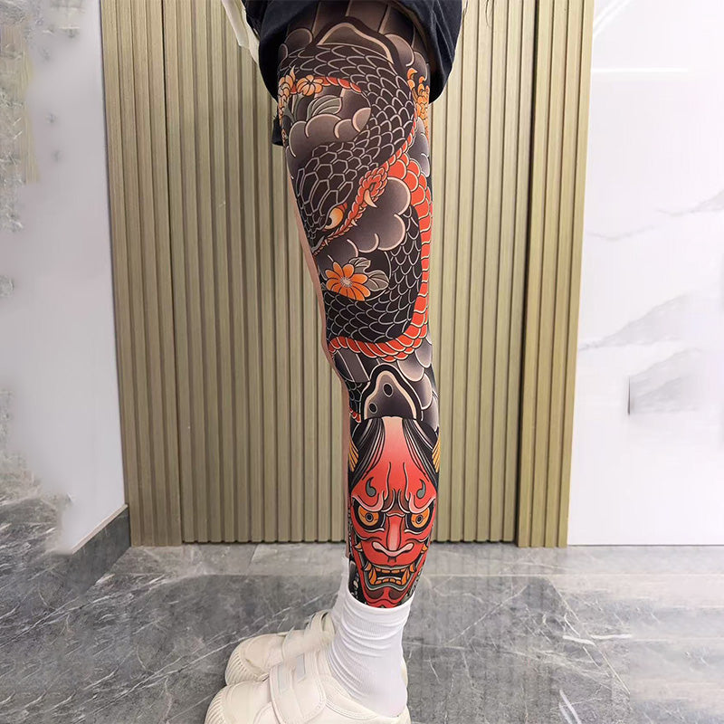 Stretchy Tattoo-Print Leg Sleeve