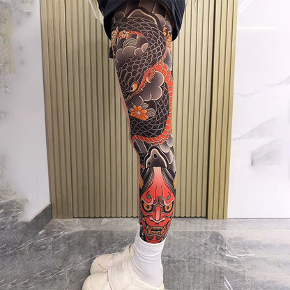 Stretchy Tattoo-Print Leg Sleeve