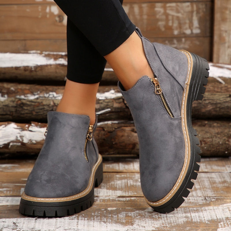 🎉2025 New Products Hot Sale✨Women's Round-Toe Ankle Boots with Side Zipper