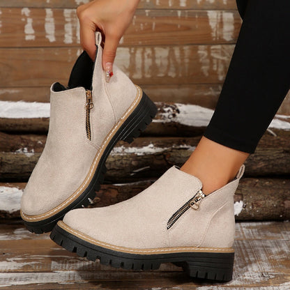 🎉2025 New Products Hot Sale✨Women's Round-Toe Ankle Boots with Side Zipper