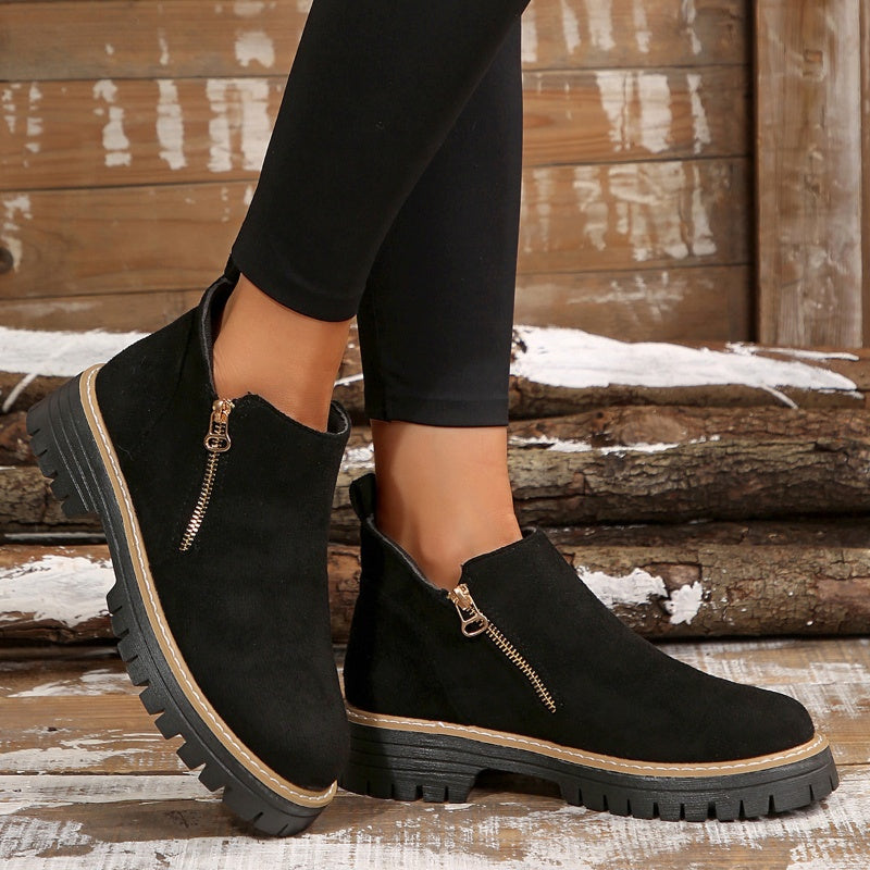 🎉2025 New Products Hot Sale✨Women's Round-Toe Ankle Boots with Side Zipper