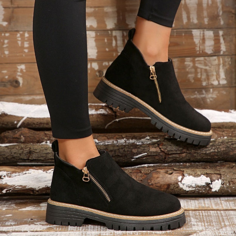 🎉2025 New Products Hot Sale✨Women's Round-Toe Ankle Boots with Side Zipper