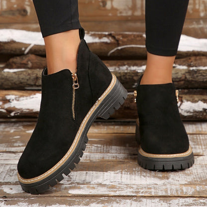 🎉2025 New Products Hot Sale✨Women's Round-Toe Ankle Boots with Side Zipper