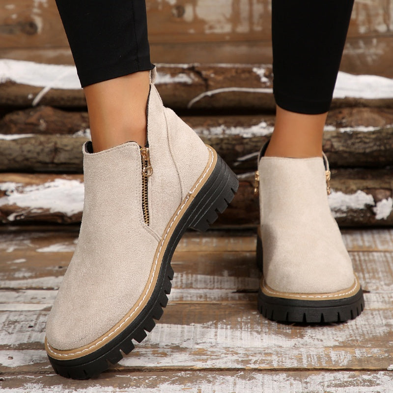 🎉2025 New Products Hot Sale✨Women's Round-Toe Ankle Boots with Side Zipper