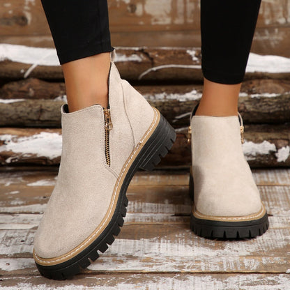 🎉2025 New Products Hot Sale✨Women's Round-Toe Ankle Boots with Side Zipper