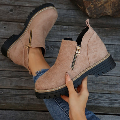 🎉2025 New Products Hot Sale✨Women's Round-Toe Ankle Boots with Side Zipper